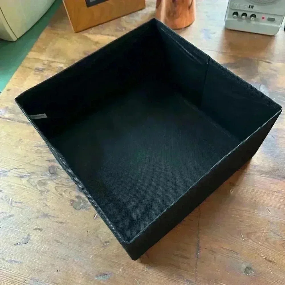Black Canvas Square Storage Bin NEW